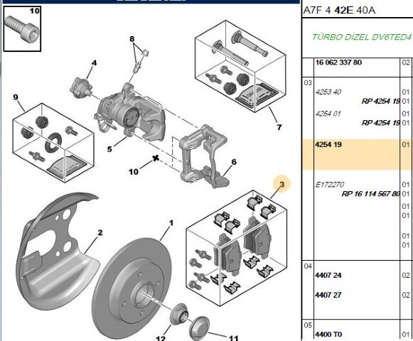 Arka Fren Balatası (94 8mm) 207 Dw4 Tu5jp4 04- (eski No 4253 40) (4254.19) (,04253.40,4254.01,1617272480)
