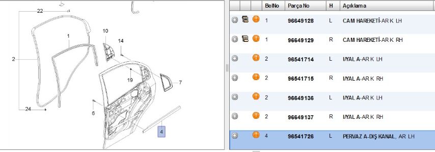 Kaplama Cam Sıy Fıt Dıs Arka Sol H/b Kalos (96541726)