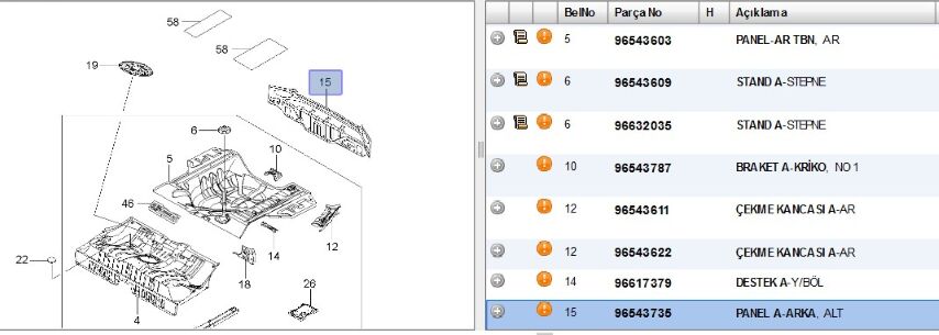 Arka Panel Lac Hb Komple Lacettı (96543735)