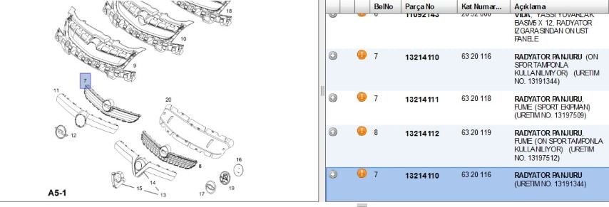 Ön Panjur Vec C 2006- On 6 (b)vectra Vectra Tampon Izgarası - Ov Legacy (13214110)