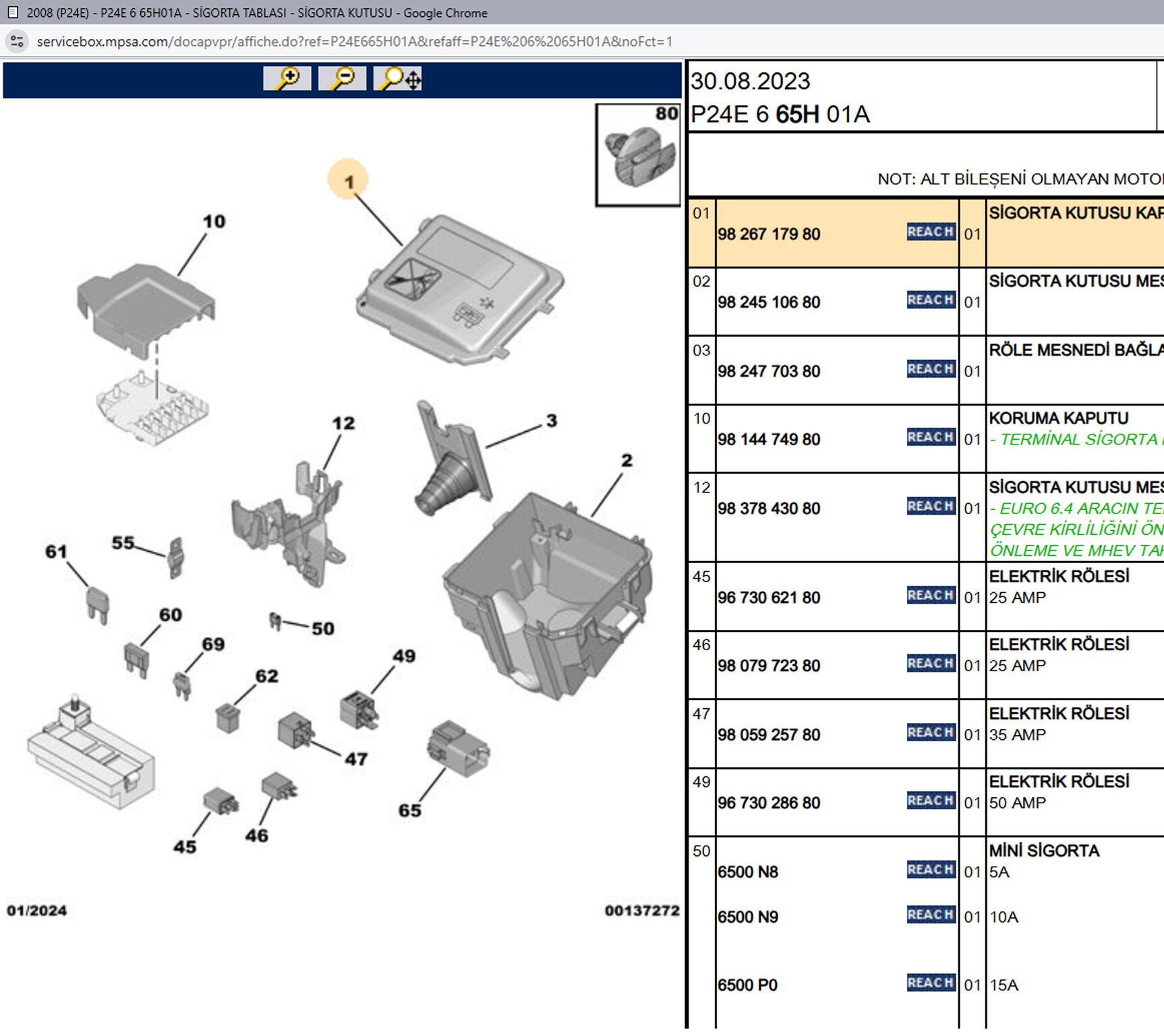 Psa Sigorta Kutusu Kapağı