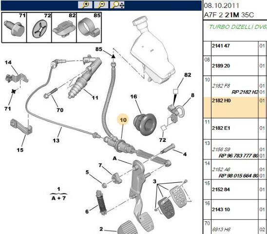Debriyaj Pedal Pompası Yeni No 2182 H2 Kod (2182.H0) (,02182.H2,,00002182H2,2182.58)