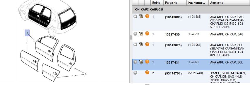 Kapı Ön Sol Mer A On Merıva Opel (124079) (13217431)
