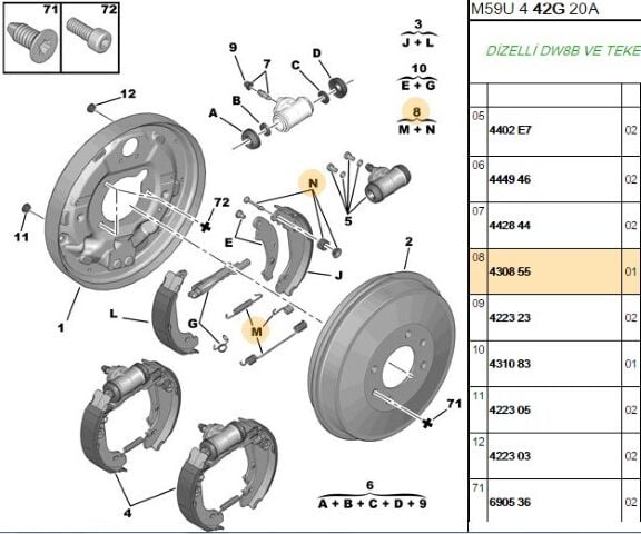 Arka Fren Balata Yay Takı Balatası Tk Partner 96- (4308.55)