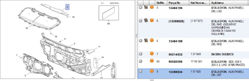 İzalasyon Göğüs Panel Cor D Izalosyon Panelı Corsa (13358824)
