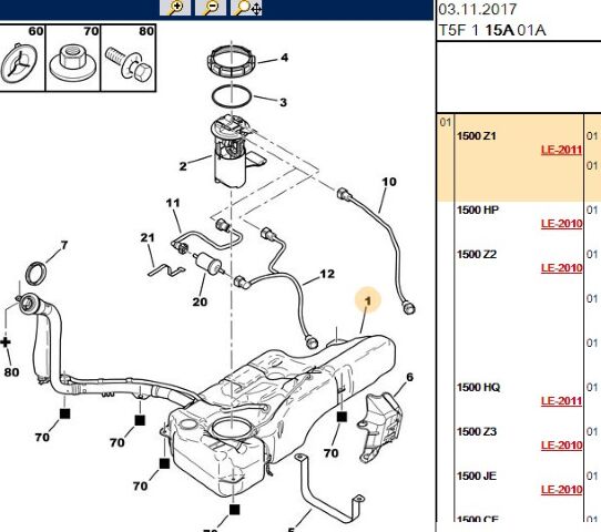 Benzin Deposu (1500.Z1) (,01500.T8,1500.SV,BORU SİSTEMİ ,1503.GC,YAKIT DEPOSU )