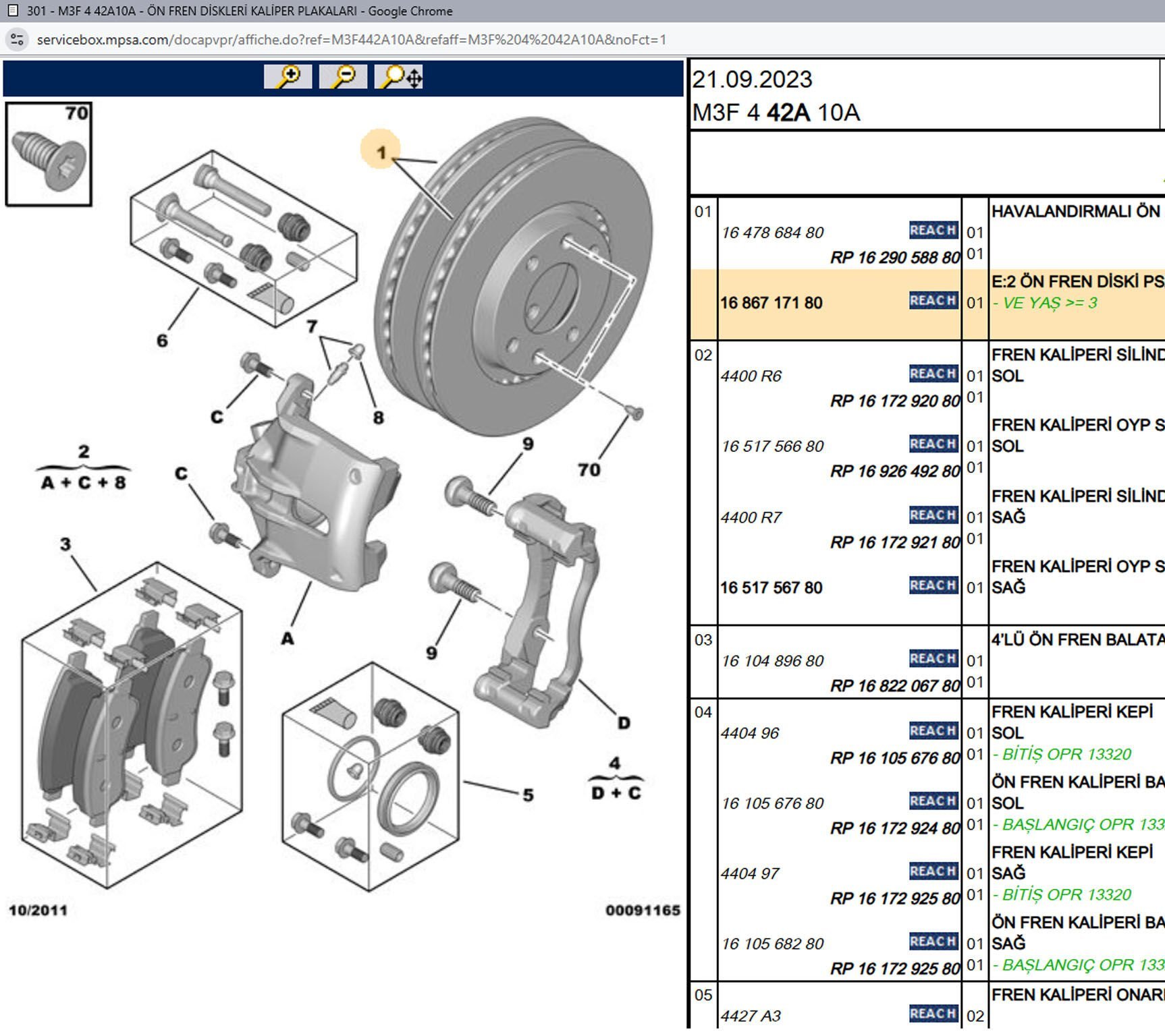 Eurorepar Ön Fren Disk Takımı 1647868480 1618890480