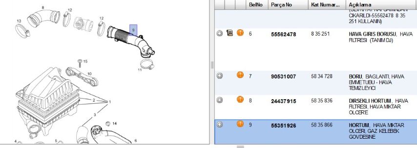 Hortum Hava Debımetre Boru Z14xep Astra G Üretime Kapalıdır (55351926)