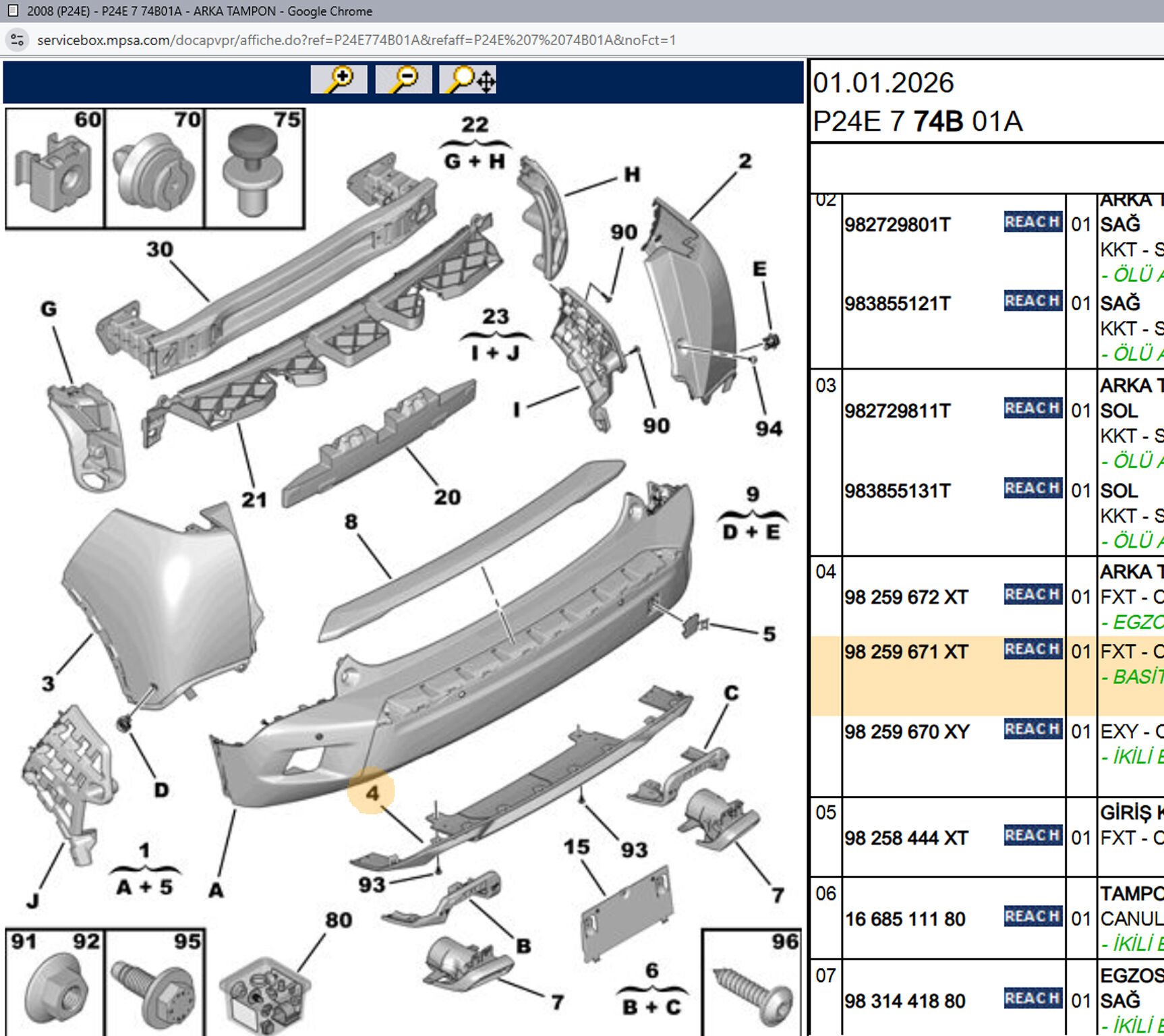 Psa Arka Tampon Bandı Alt Eteği