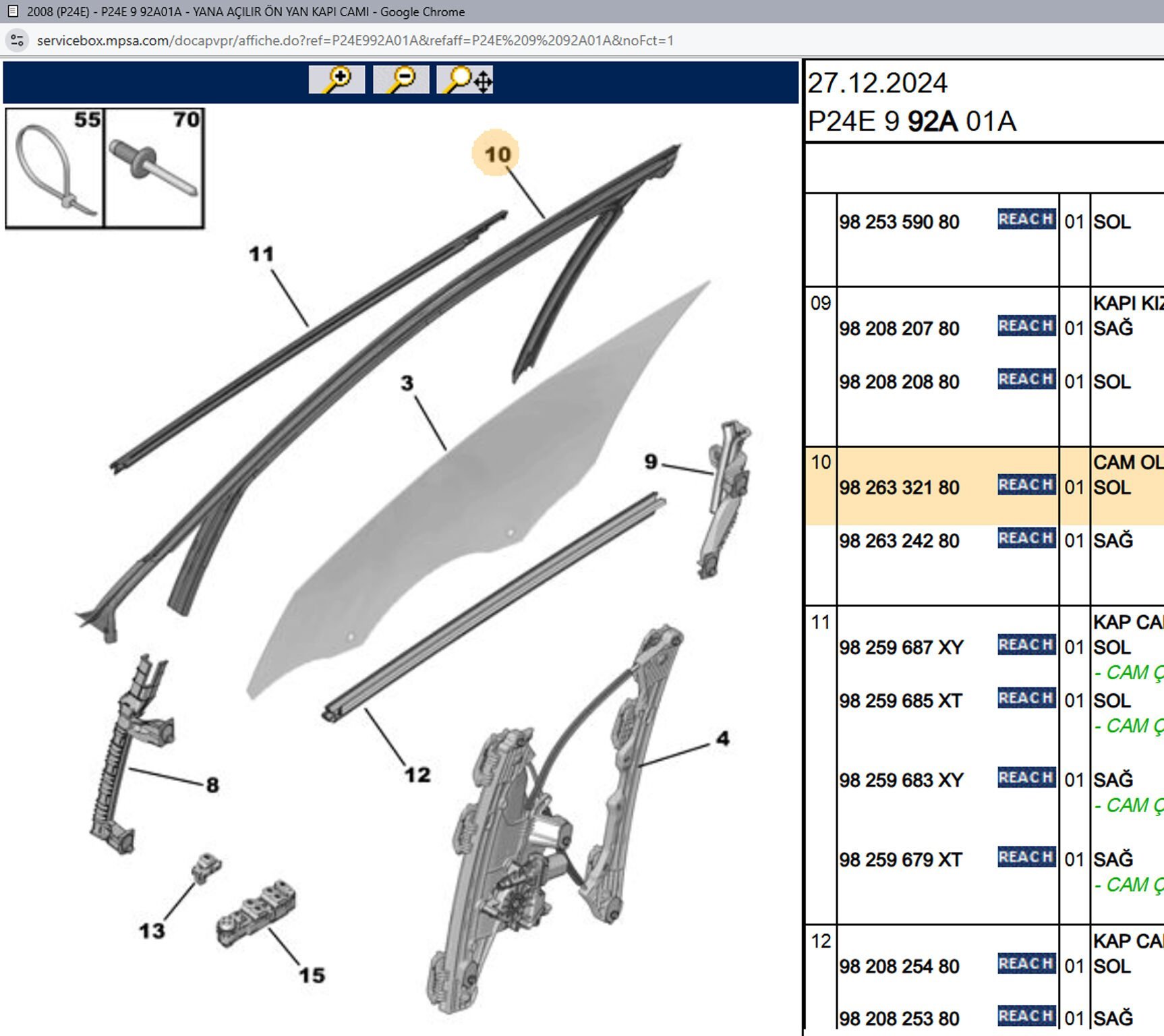 Psa Sol Ön Cam Çerçeve Oluğu