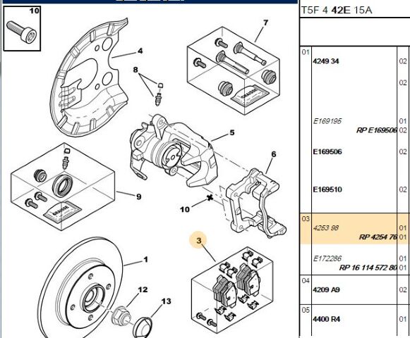 Fren Balatası Arka (94 5mm) 307 Ym 04- (eski No 4253 98) Balata Setı (4254.76) (,04253.98)