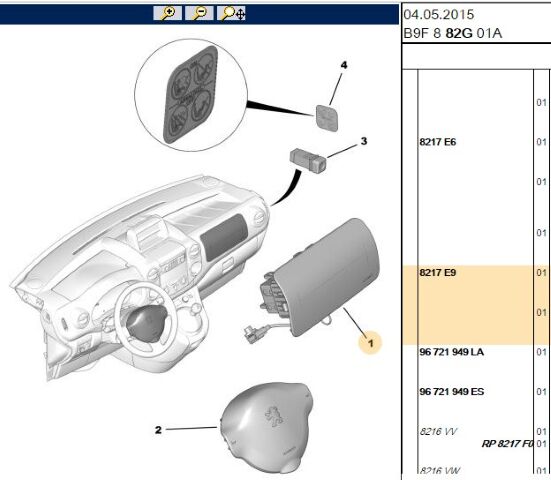 Yolcu Airbağ Aırbeg Partner Tepe (8217.E9) (,08216.VR)