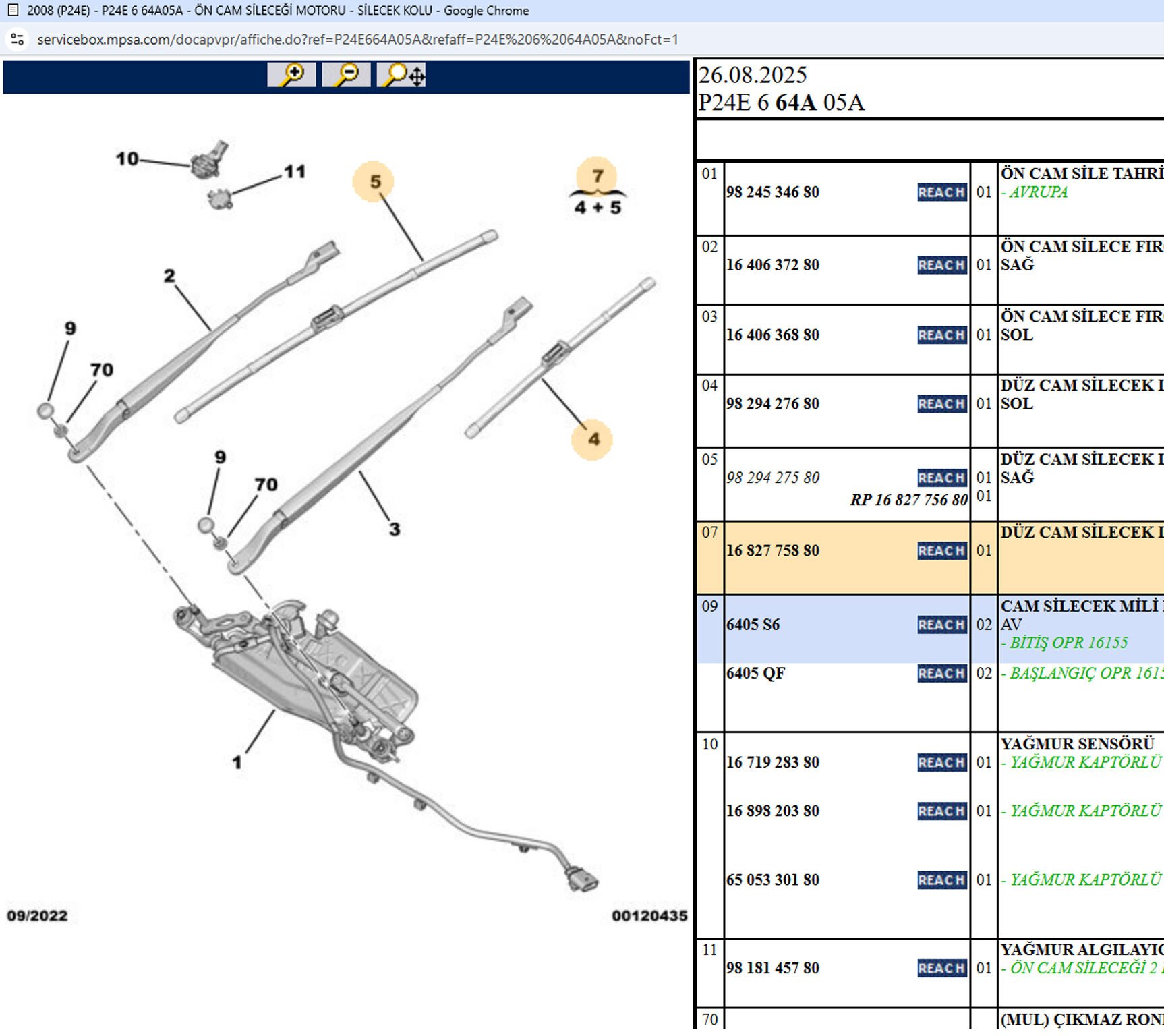 Psa Ön Düz Cam Silecek Lastik Takımı