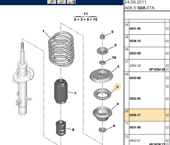 Amortisör Üst Takoz On Amortısor Bılyesı Rulmanı 206 207 208 301 307 308 2008 Opel Crossland Peugeot 12- 13-cıtroen C-eylsee C3 Iı C4 Cactus Ds3 Renault R9/r11/r19/r21 (5035.27) (,0503527,3637192)