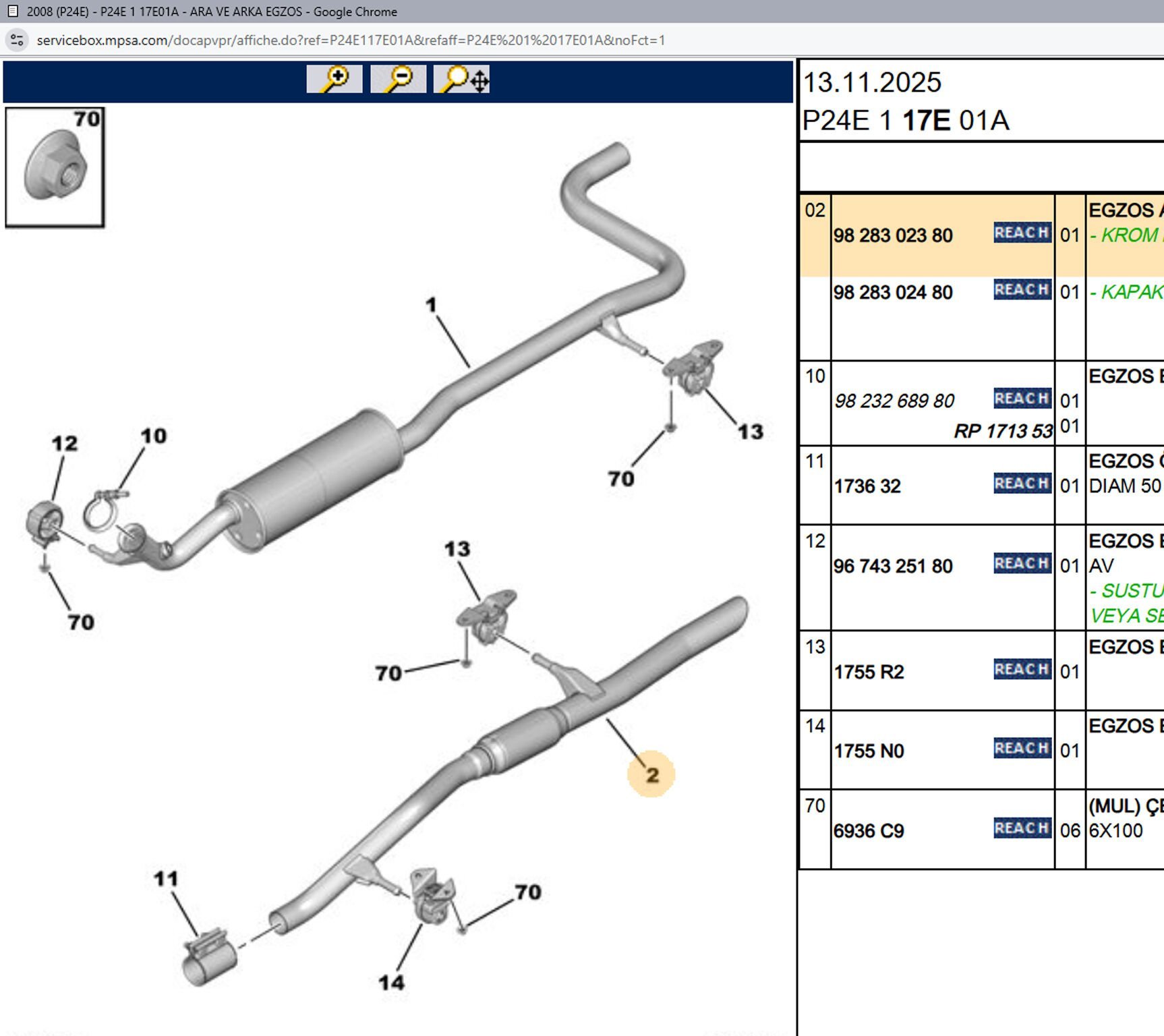 Psa Egsoz Arka Susturucusu