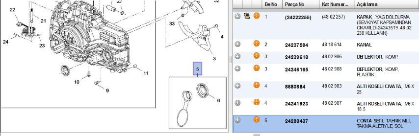 Conta Seti Aks Kecesı Sol Corsa E / Captıva (24288437) (,019258416)