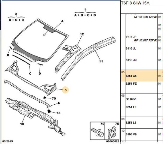 Ön Cam Izgarası Alt 307 (8251.X5)
