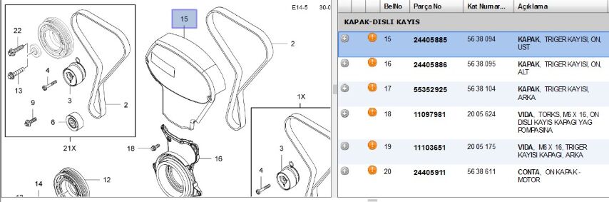 Triger Kapak Ön Üst Ast G Z16xep Trıger On Ust H 16 Üretime Kapalıdır (24405885)