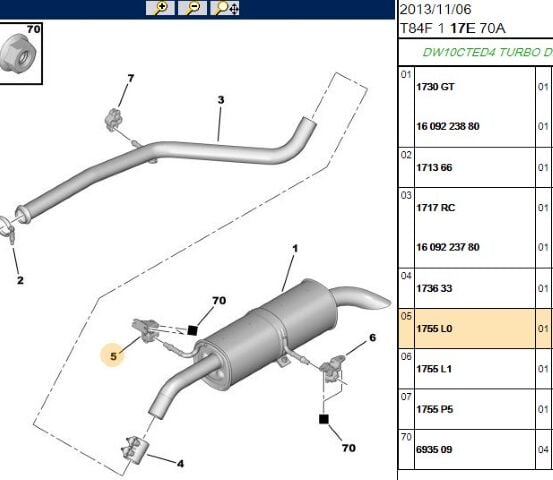 Eksoz Bağlantı Lastiği Baglantı Lastıgı 307 308 3008 C4 Ds4 Dw6 Dw10 (1755.L0) (,01755.C4)
