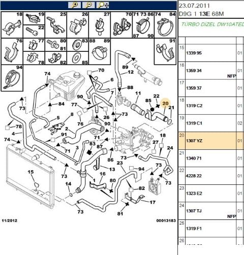 Radyatör Su Hortumu Dw10td 307/406/607 Radyator Kaplınlerı (1307.YZ) (,01307.RS)