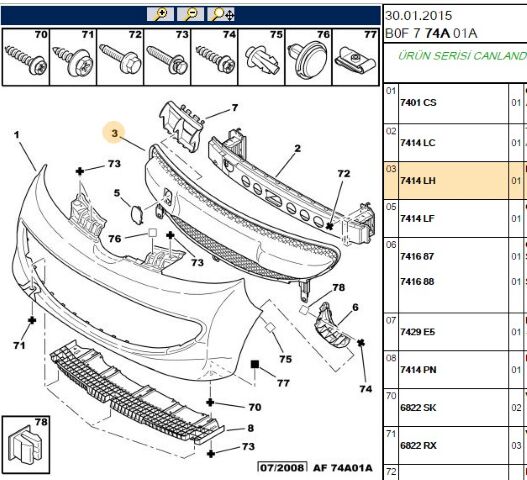 Ön Tampon Izgarası 107 (7414.LH)