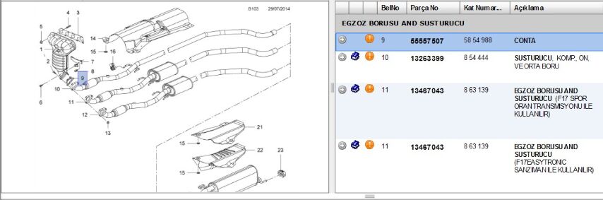Katalizatör Contası Cor Cz12xep Conta Manıfolt Cıkısı Z16xep Corsa D/vectra B (55557507)