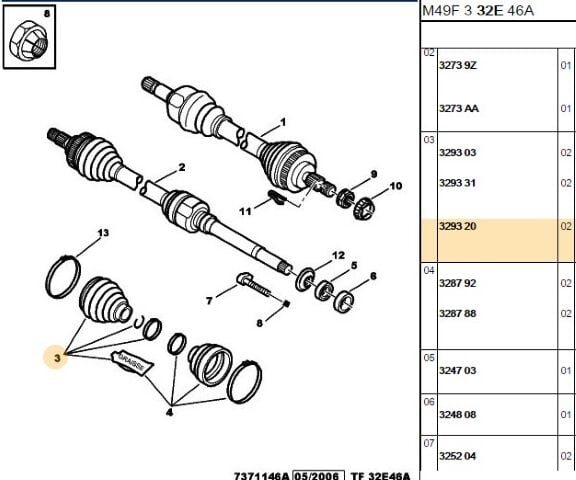 Aks Körük Dış 206/307/partner Be4r/ma (3293.20) (,0329320)