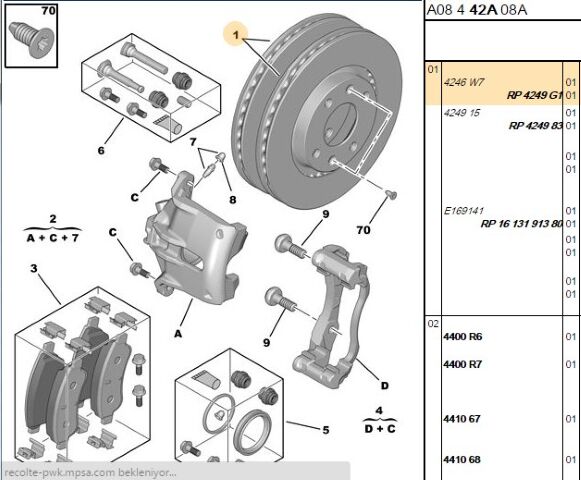 Ön Fren Diski Dısk Partner(takım)/206/307 Dv4 E169141 (4249.G1) (,01618890480,4246.W7)