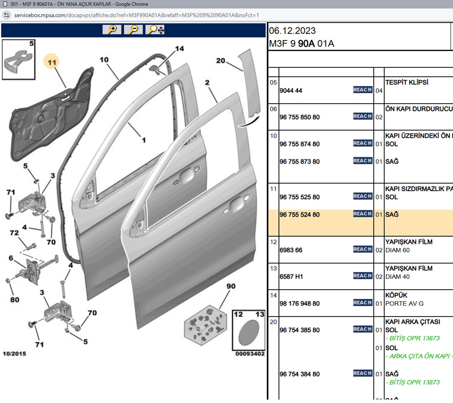 Psa Sağ Ön Kapı İzolatörü