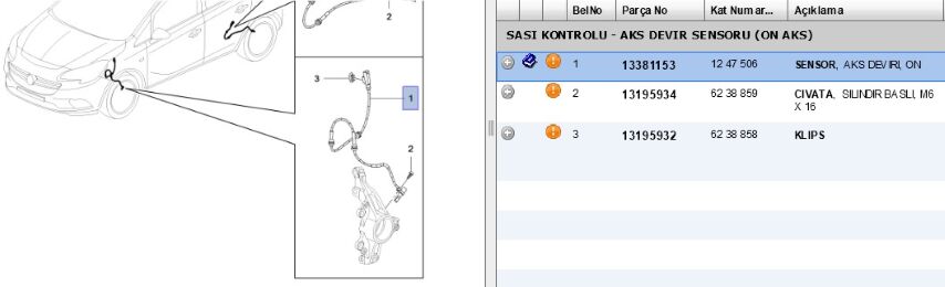 Abs Sensör Ön Cor D Sensoru On Corsa (13381153)