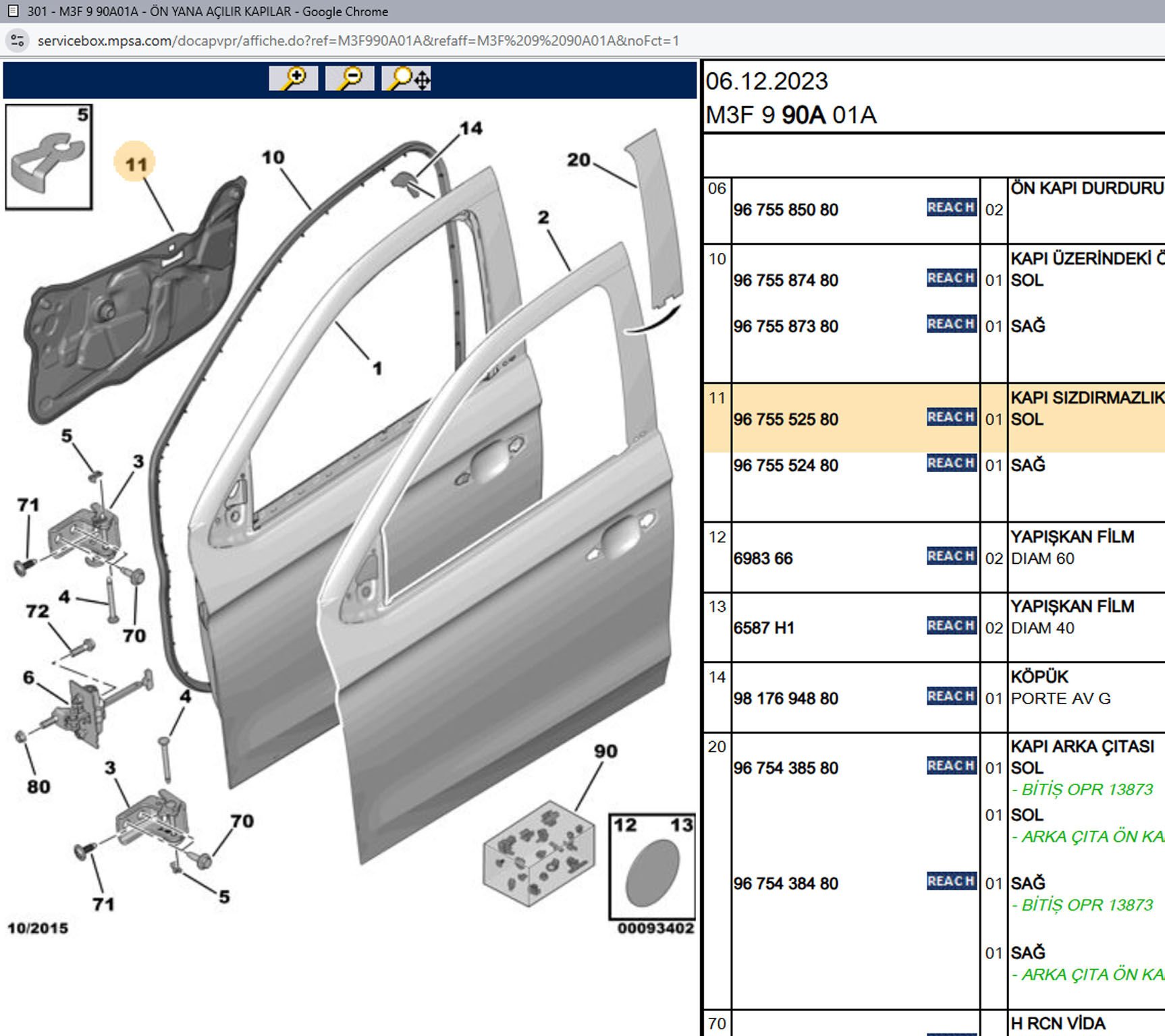 Psa Sol Ön Kapı İzolatörü