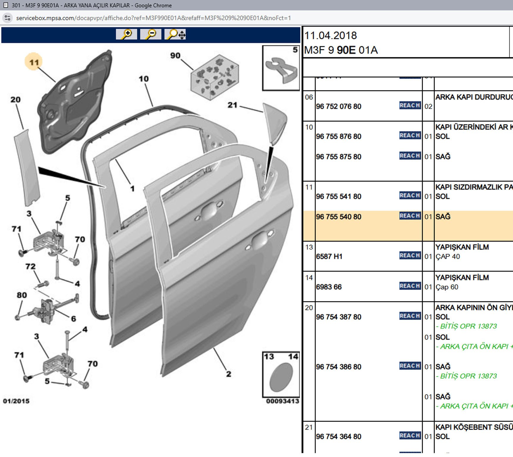Psa Sağ Arka Kapı İzolatörü
