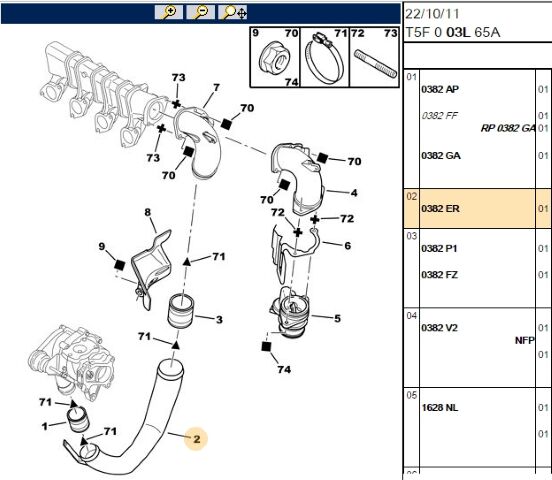Turbo Hava Hortumu Dw10 Part Borulama (0382.ER) (,00382.R4)