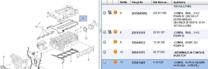 Üst Kapak Cont Cor,da14xer Kulbutor Contası Astra J A12xer A14xer Z12xep A14net Z14xep Corsa D (642026) (55561429)