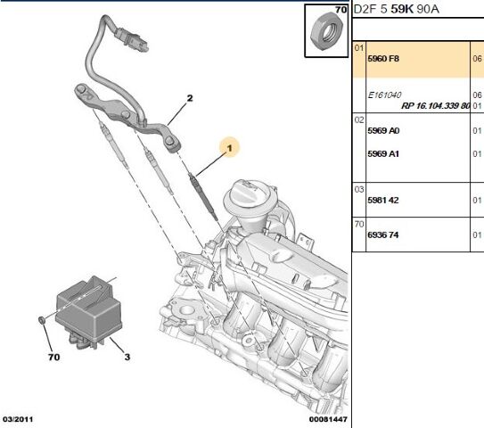 Isıtma Bujisi Bujısı 407/607 Dt17ted4 (5960.F8) (,05960.76)