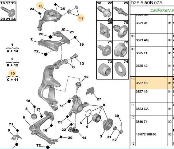 Sol Üst Amortisör Bağ Ayağı Amortıs Bag Ayagı 508 (3527.18) (,03527.12)