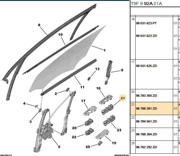 Cam Kumanda Düğmeleri Sol Dugmelerı Rıfter / Mokka (p2qo) (96788281ZD) (,013483540)