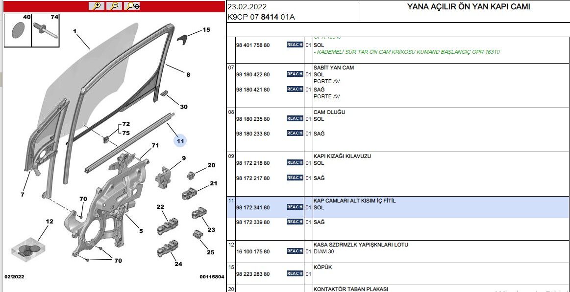 Sol Ön Cam İç Fitili Iç Fıtılı (9817234180) (,03549582)