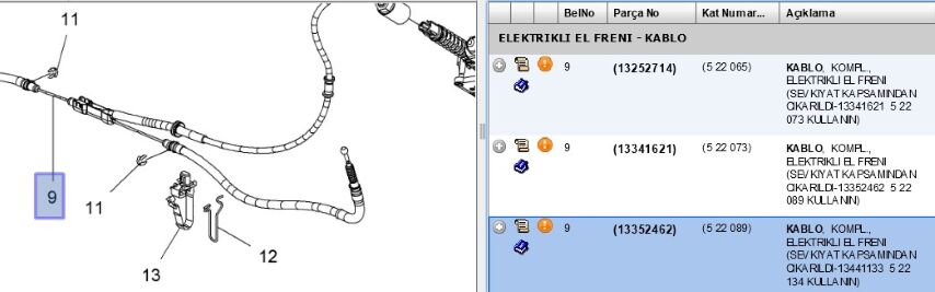 El Fren Teli Elektrikli Ast J Telı A13dte Astra (13441133)