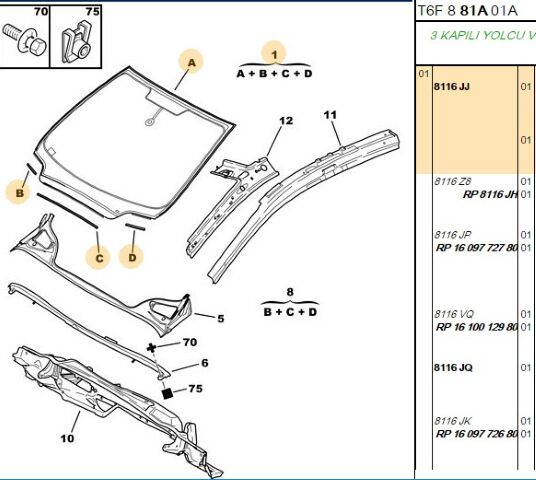Ön Cam Sensörlü 307 Dizel (8116.Z9) (,0ÖN CAM ,8116.JJ,8116.V3)