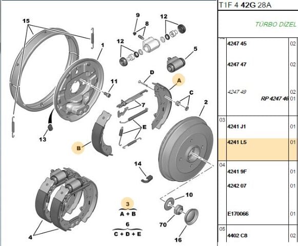 Arka Fren Balatası Pabuclu Balata (203x38mm) 206 Abs Lı 98- (4241.L5)