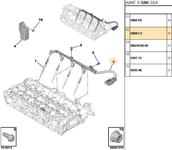 Isıtma Buji Kablosu (5969.C3) (,05969C3)