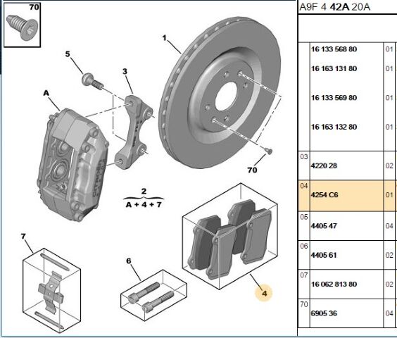 Ön Fren Balatası Ds3 Erp No 1619607480 Balata Setı (4254.C6)