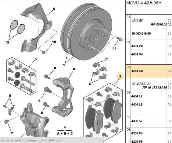 Ön Fren Balatası Yeni Kod 1636412880 On (122 9mm) Bıpper Nemo Fıorıno 11- (4254.C8) (,04254.96)
