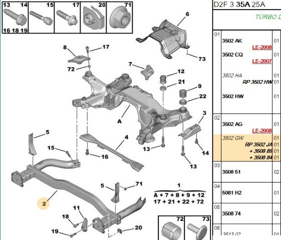 Ön Darbe Emici Travers (3502.GW) (,03508.85,3508.84,3502.AG,KONTRPLAK ,ÖN ÇERÇEVE ,3502.JA)