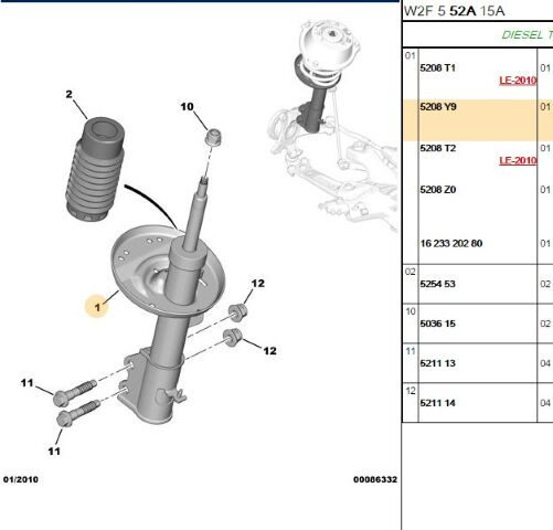 Sol Ön Amortisör Ens 508 Amortısor On Peugeot 1 6 2010 (5208.Y9)