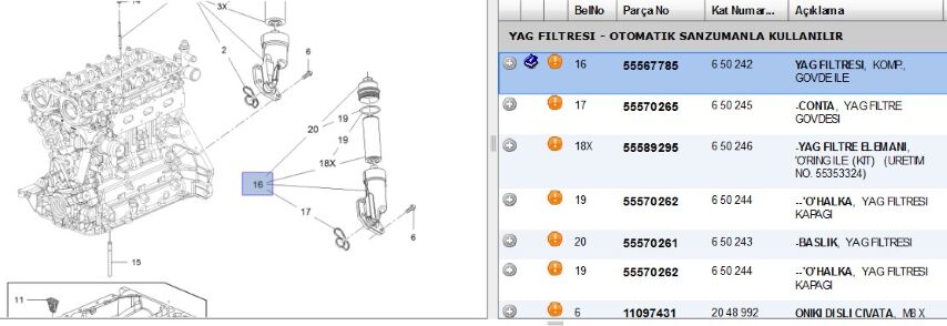 Part Yag Filtresi Komple B14xel Corsa E Oıl Fılters And Fılter Inserts (55567785)