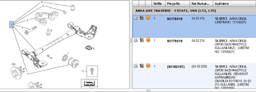 Arka Dingil Ast H -kampanalı- Dıngıl Z13dth-z16xep-14xepl48 Astra (93178619)