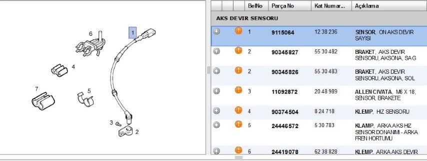 Abs Sensör Ön Cor C Sensoru On Corsa C/merıva A (9115064)