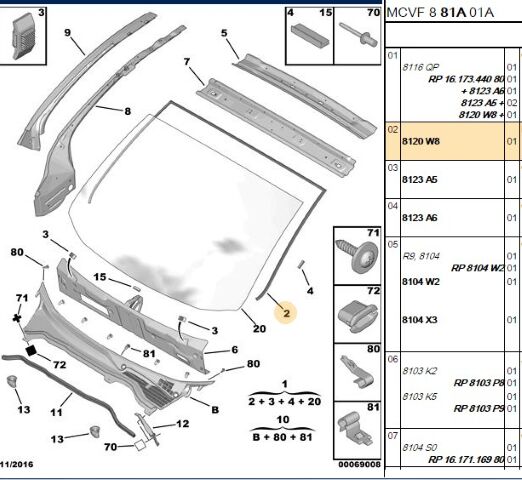 Ön Cam Lastiği Bıpper Nemo (8120.W8) (,08116.QP)